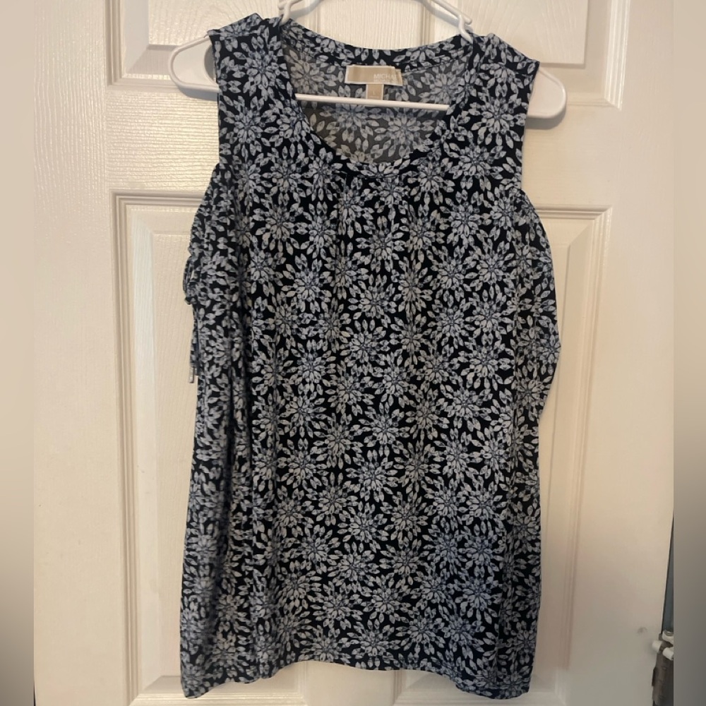 MICHAEL Michael Kors Black and White Floral Long Sleeve Top